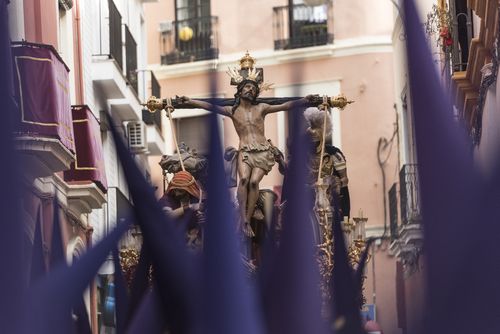 A depiction of the crucifixion of Jesus during Holy Week