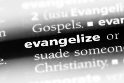 Evangelize singled out in the page of a dictionary