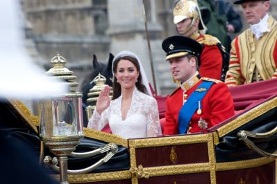 Prince William and Kate in her wedding gown