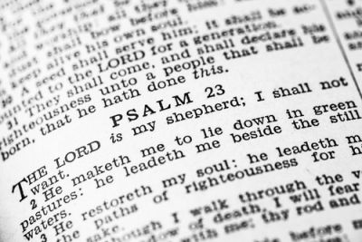 A bible opened up to psalms
