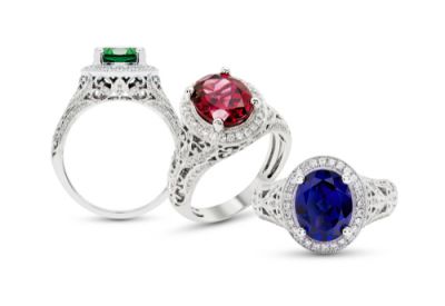 A Trio of Colorful Engagement Rings