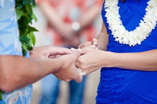 tropical wedding vows and ring