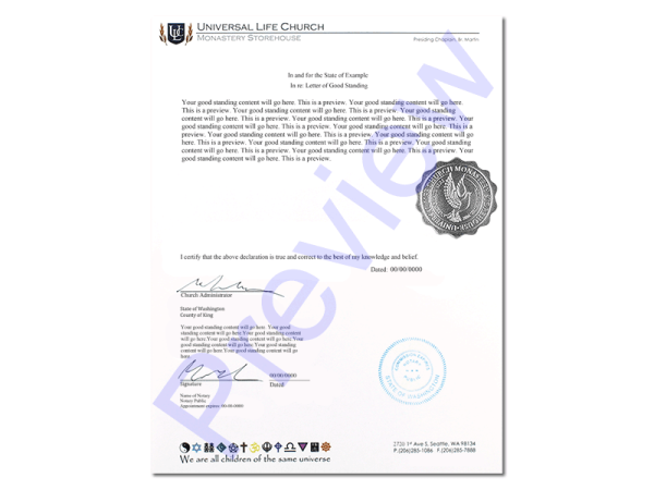 Official Letter of Good Standing