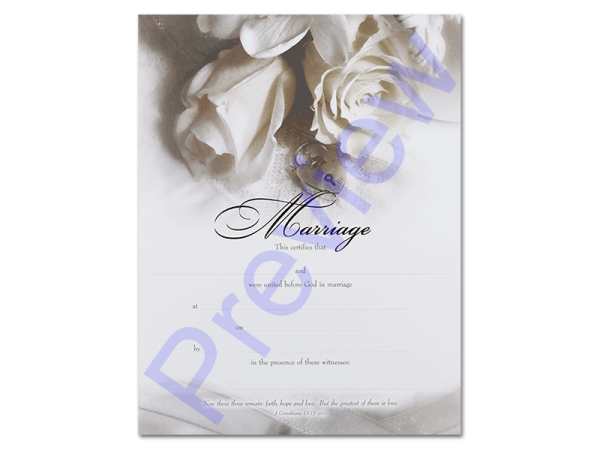 Wedding Certificate - White Rose