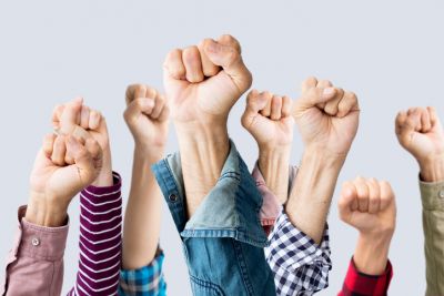 Arms Raised in Protest