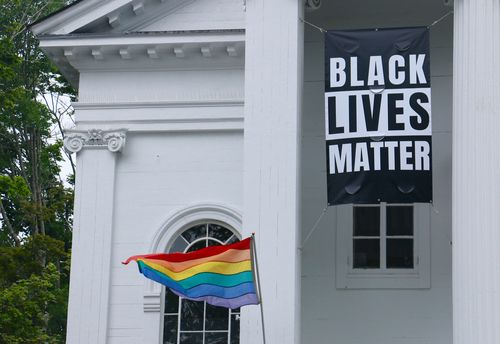 Black Lives Matter Sign in Front of a Church