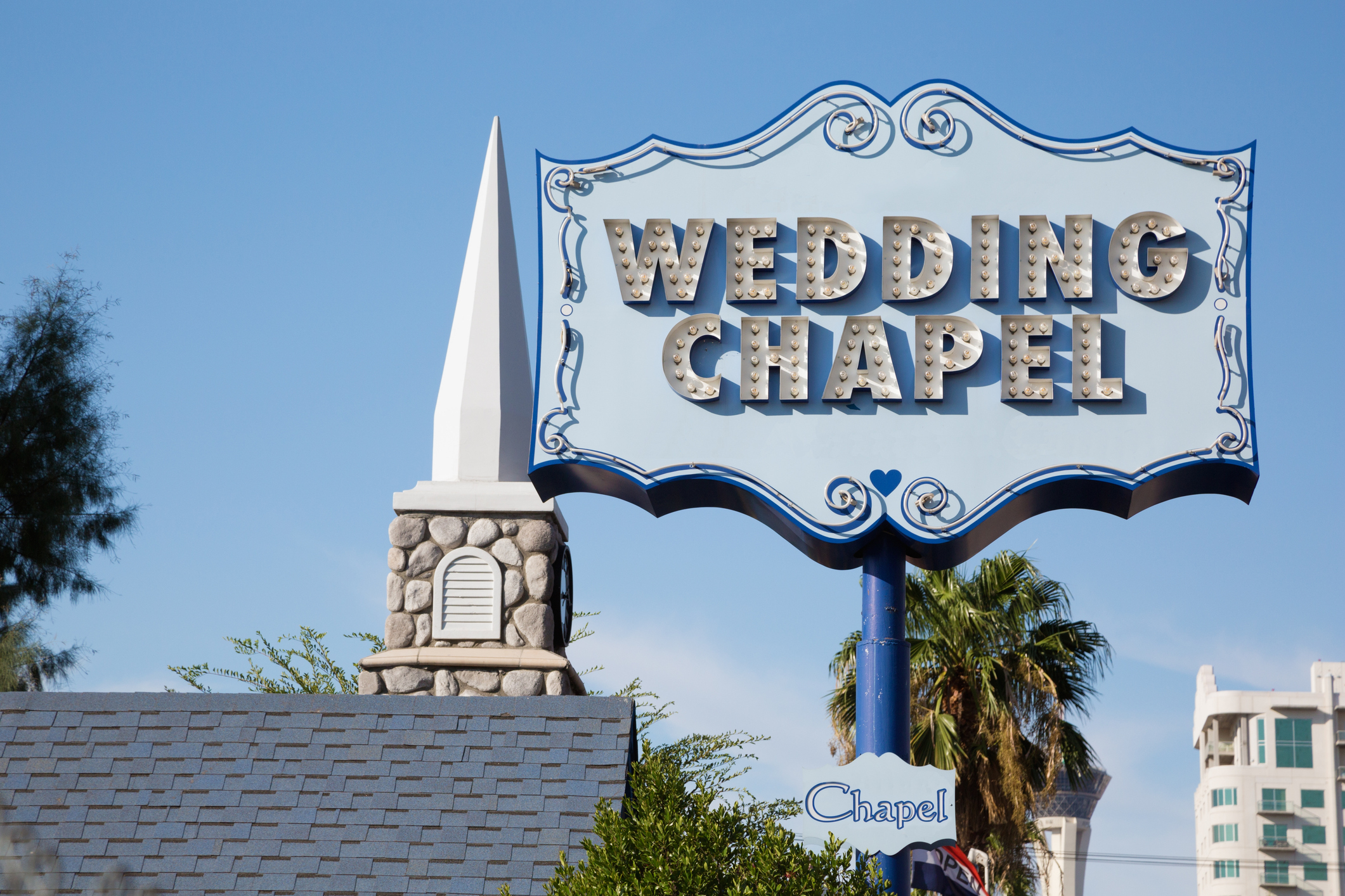 Historic wedding chapel sign in Las Vegas