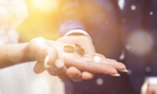 Couple Holding Wedding Rings