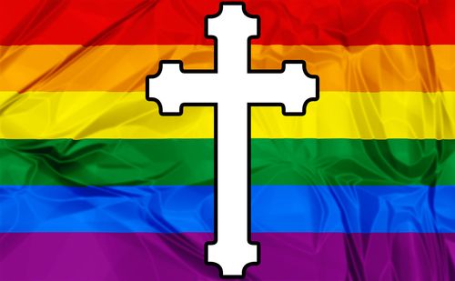 Cross on Gay Pride Colors