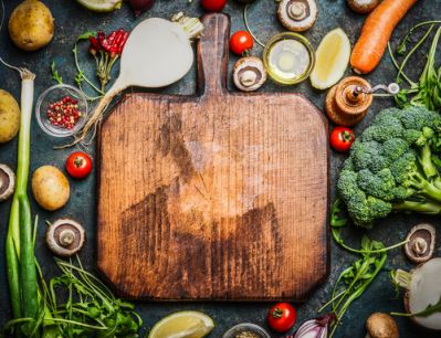 Cutting Board and Assorted Vegetables