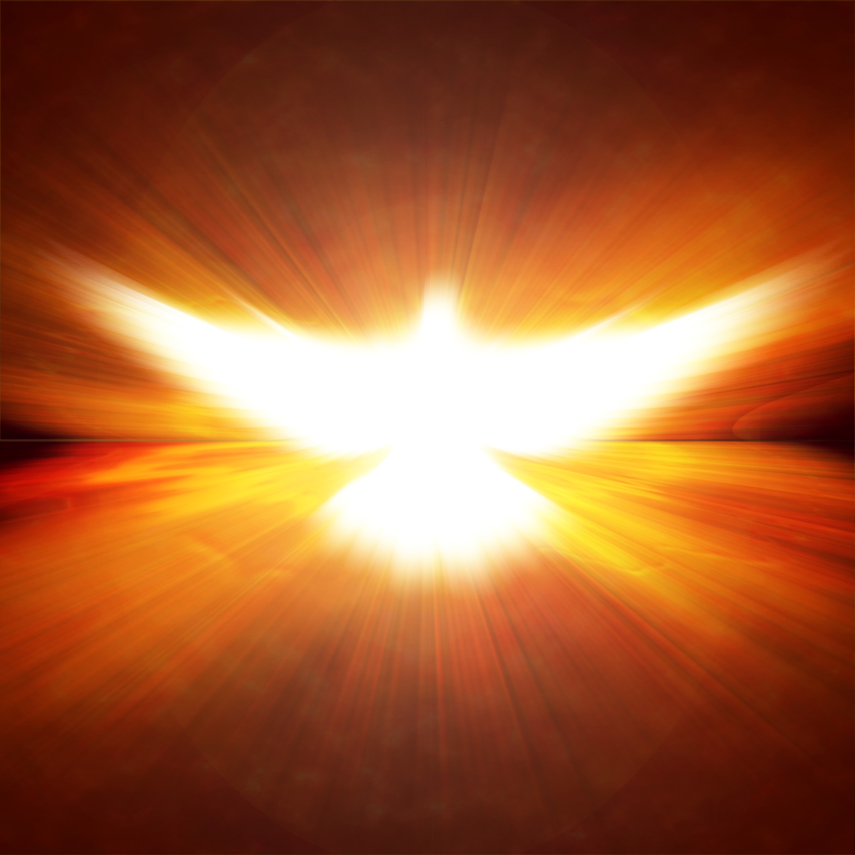 A shining dove in the sky representing religious belief. 