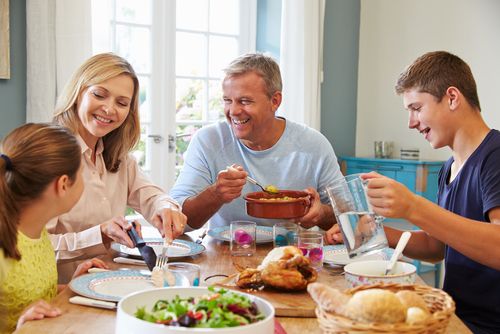 A family enjoying dinner together