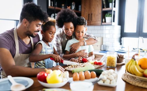 Family Making Healthy Food Together