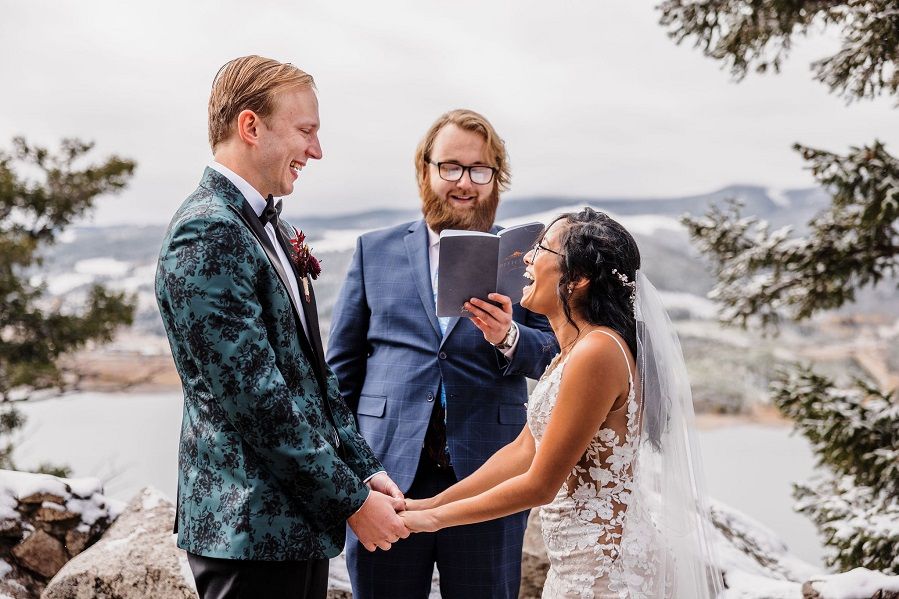 Man officiating a wedding for two friends
