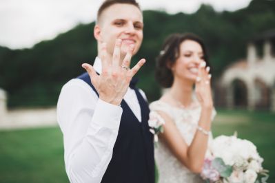 Happy couple at a ULC wedding