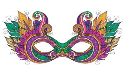 Mardi gras carnival vector illustration tradução é em francês para fat tuesday festival com máscaras