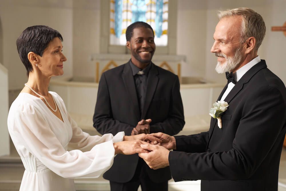 Officiant performing a wedding.