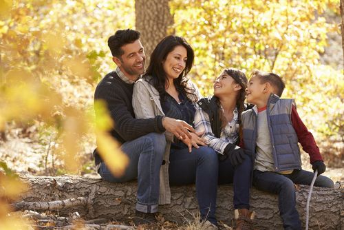 Parents and Children Enjoying Fall