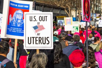 A group of activists protesting anti abortion laws