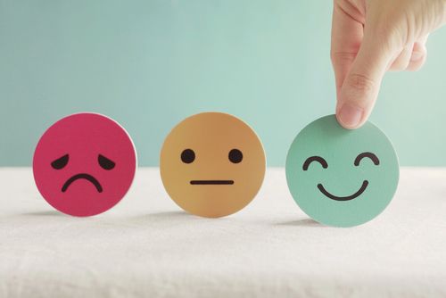 Sad Face, Neutral Face and Happy Face indicating mental mood
