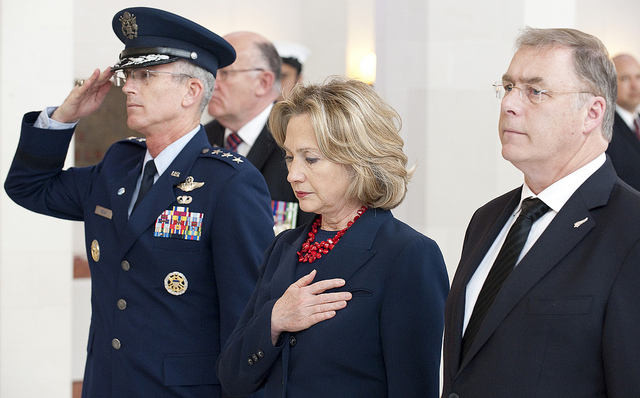 Hillary Clinton honors the fallen, courtesy of the US Embassy