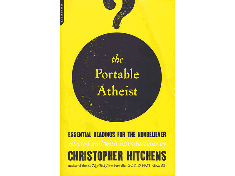 Cover of The Portable Atheist, a collection of writings on atheism selected by Christopher Hitchens.