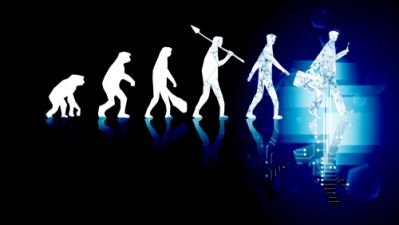 Evolution depicted by homo sapien posture