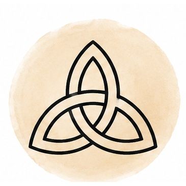 A triquetra on a yellow background.