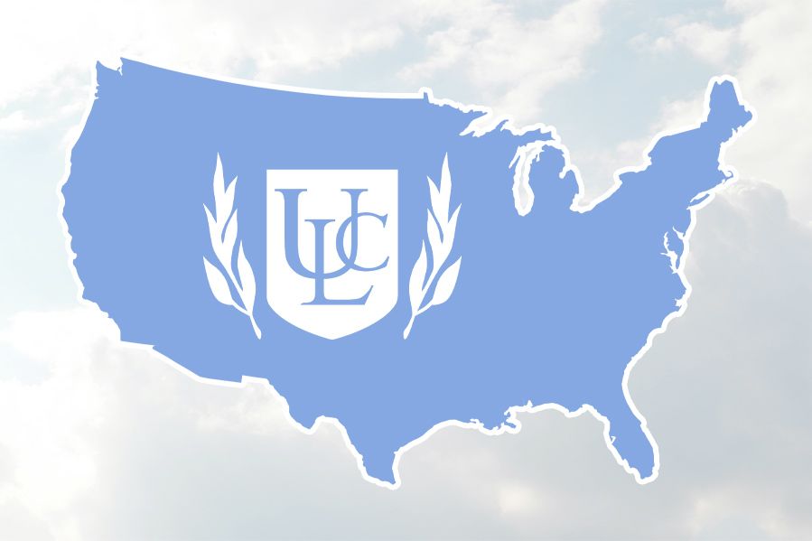 ulc logo on us map on cloud background