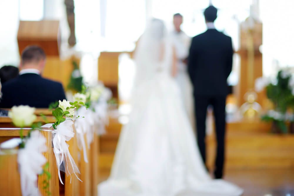 Couple in wedding ceremony