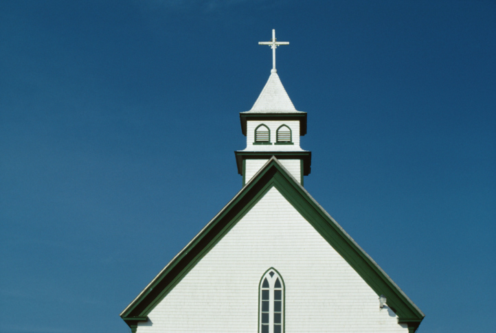 A white church steeple