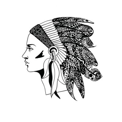 Woman in Indian Chief Headdress