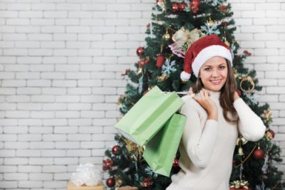 Woman Shopping During the Holidays