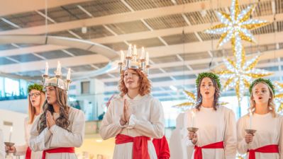 Young Women Dressed as Saint Lucia