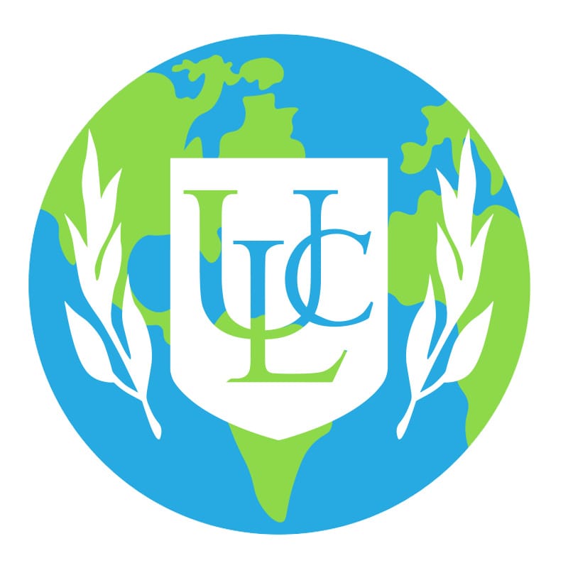 Universal Life Church logo atop image of the globe