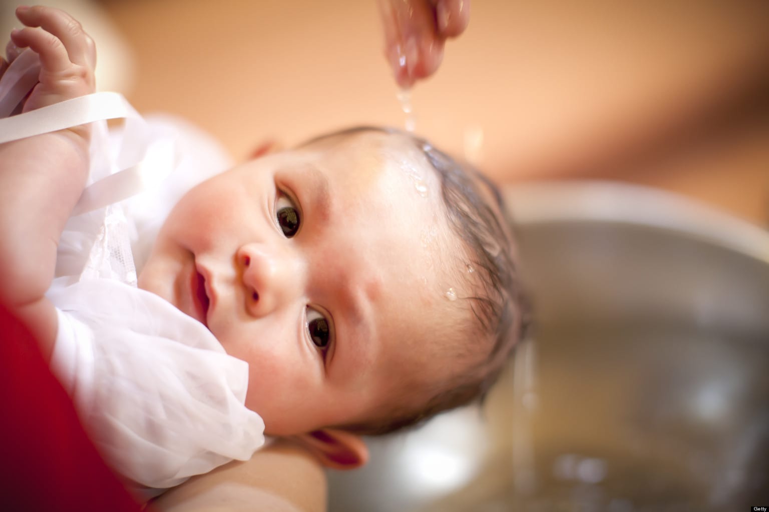 Baby being baptised