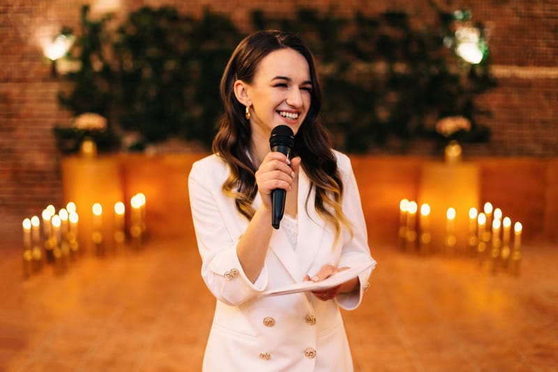 Officiant reading wedding script