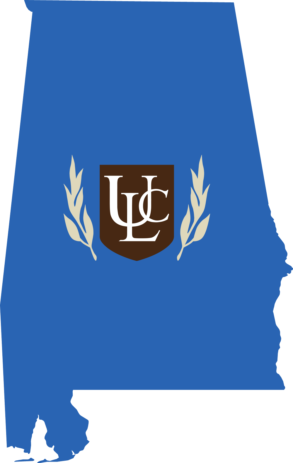 An outline of Alabama with the ULC logo