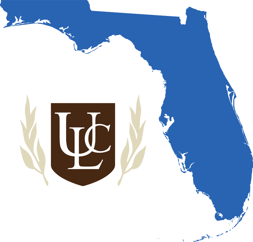 An outline of Florida with the ULC logo