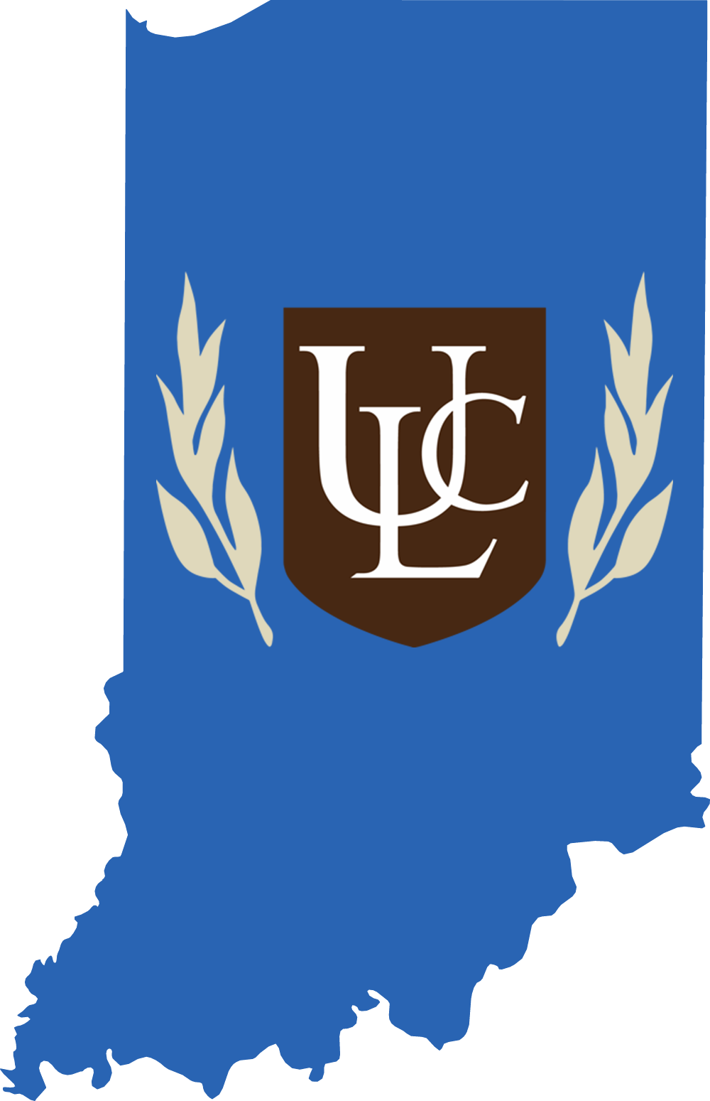 An outline of Indiana with the ULC logo
