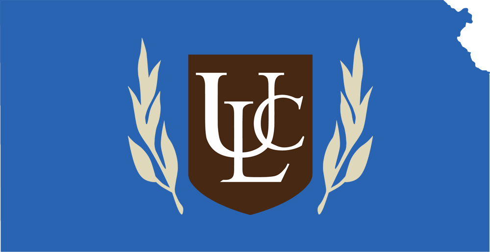 An outline of Kansas with the ULC logo
