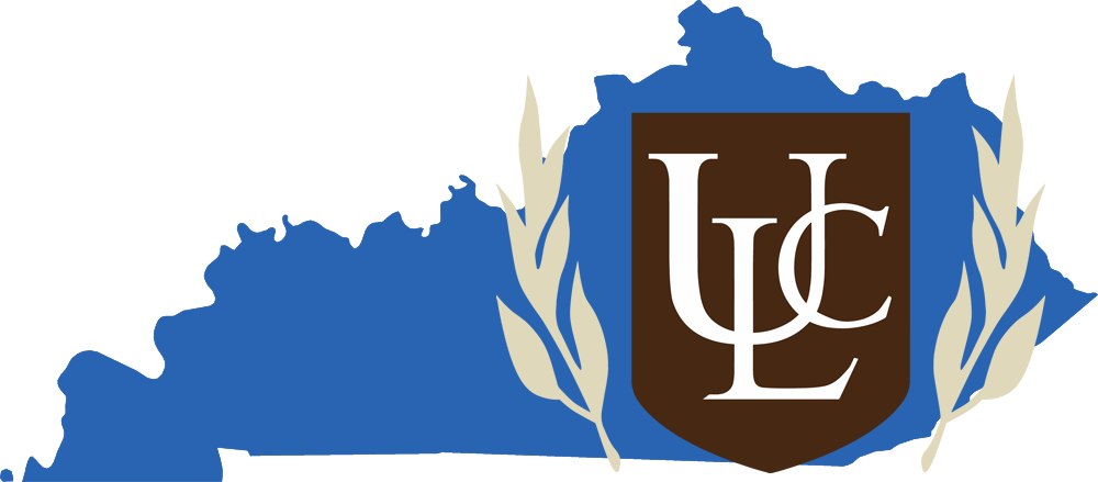 An outline of Kentucky with the ULC logo