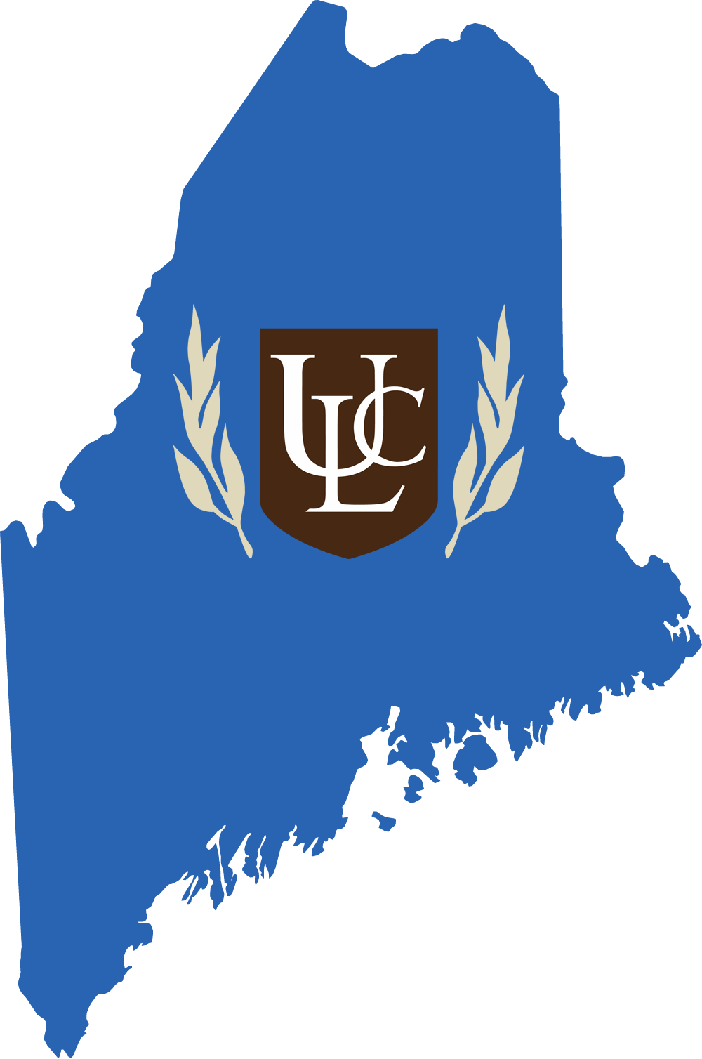 An outline of Maine with the ULC logo