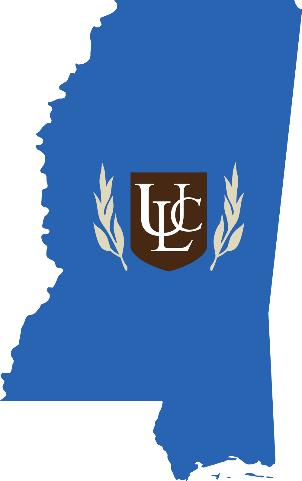 An outline of Mississippi with the ULC logo