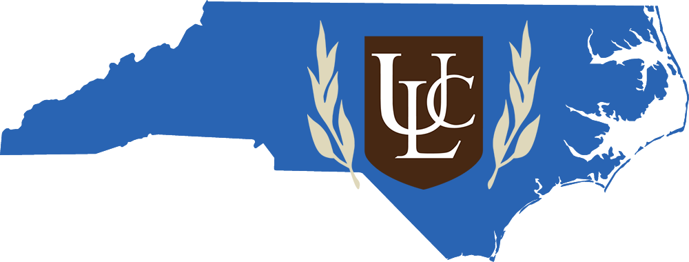 An outline of North Carolina with the ULC logo