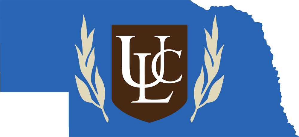 An outline of Nebraska with the ULC logo