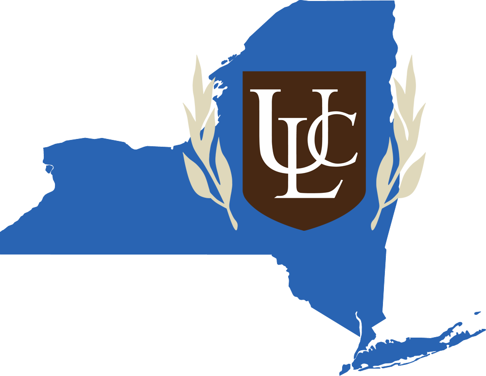 An outline of New York with the ULC logo