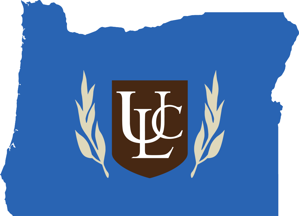 An outline of Oregon with the ULC logo