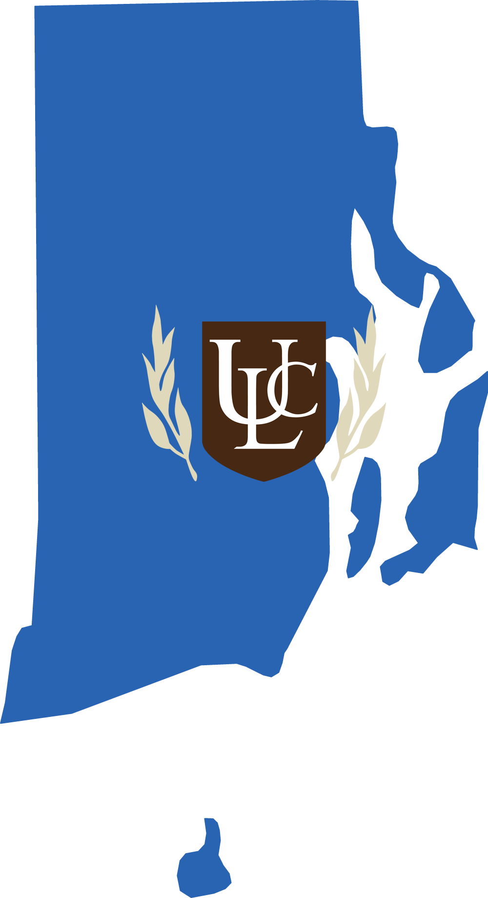 An outline of Rhode Island with the ULC logo