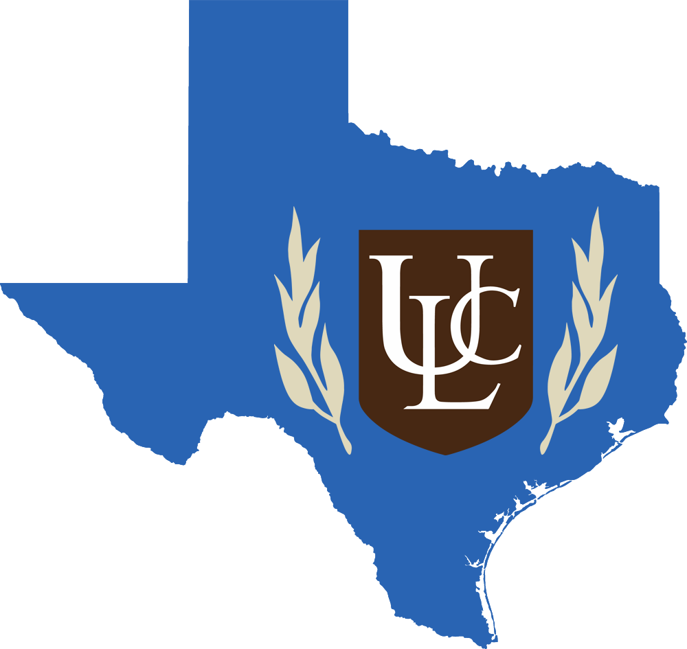 An outline of Texas with the ULC logo